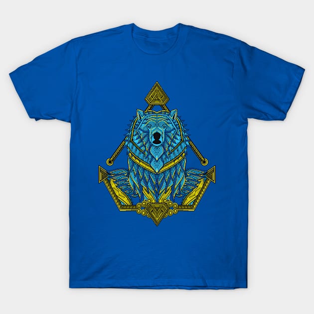 Awesome Blue Sumo Bear Artwork T-Shirt by DigitalCoret